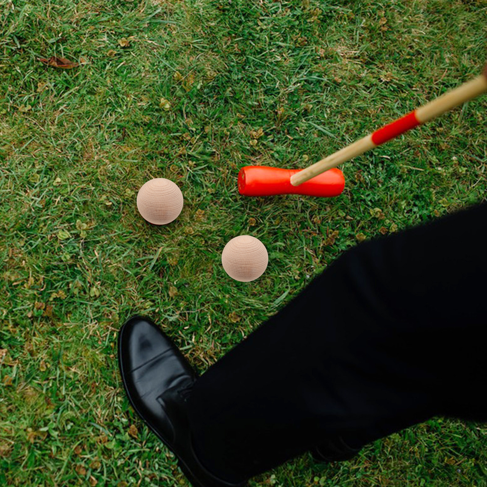 Croquet Set Lawn - 3Pcs Wooden Croquet Golf Balls Beech