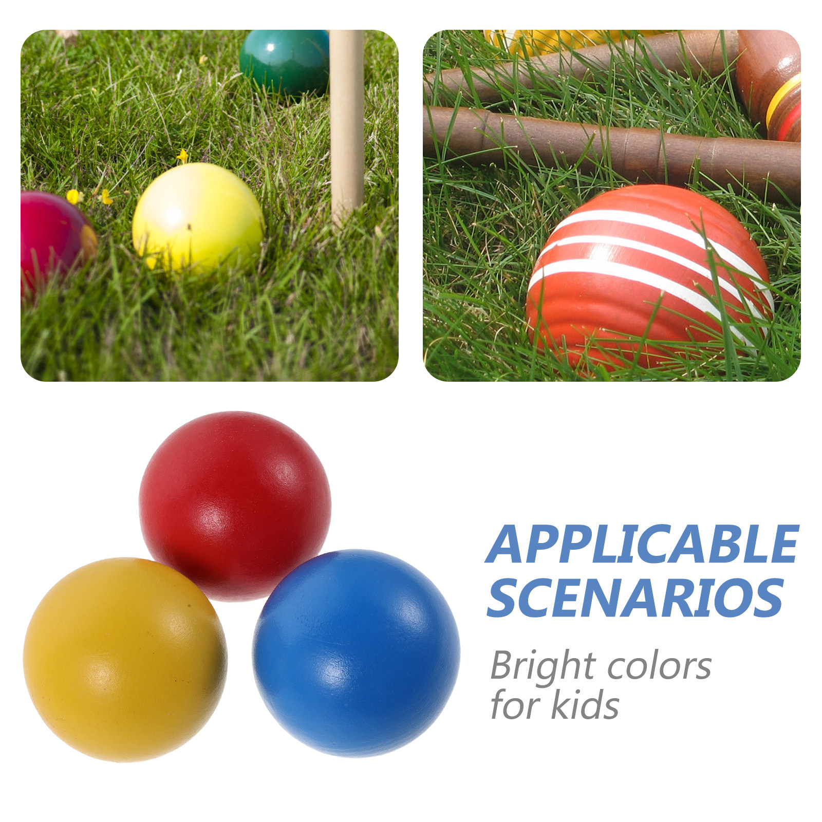 3Pcs Wooden Croquet Balls 6Cm  - Croquet Set Lawn avis et prix