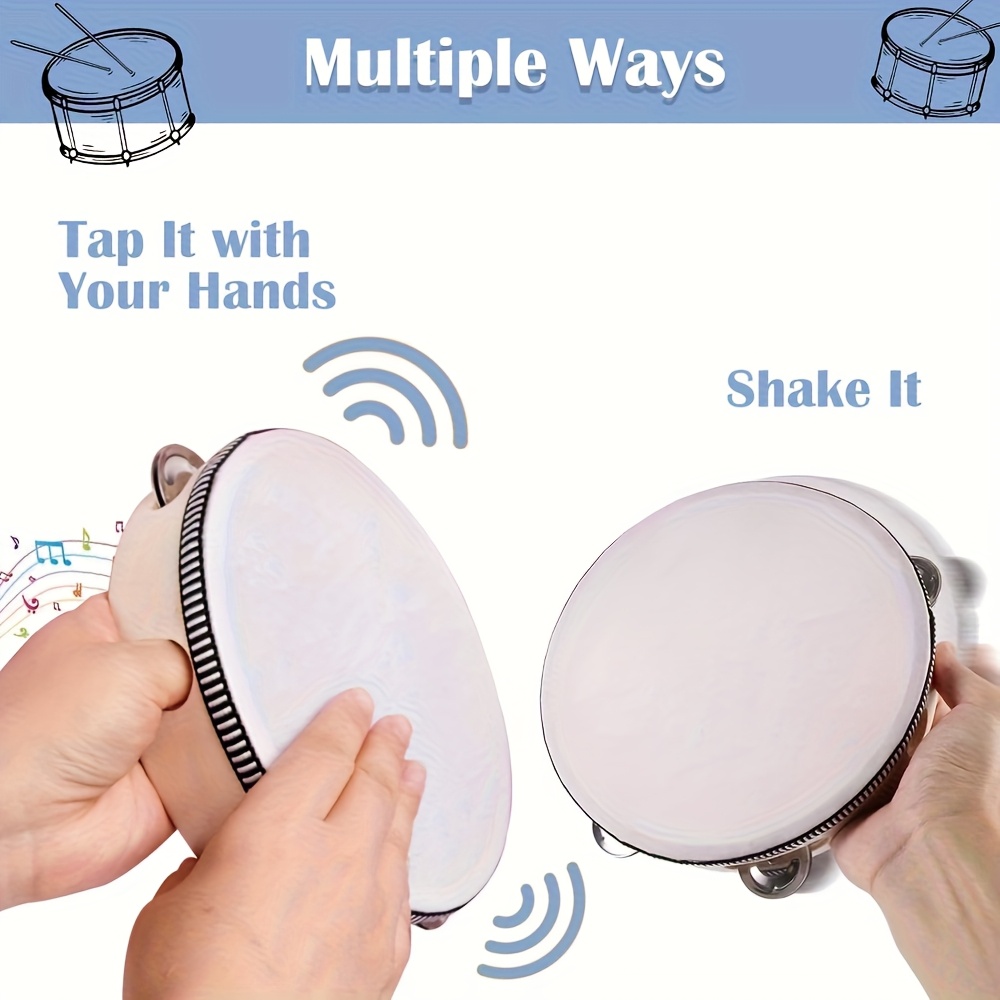 1/3pcs Wooden Tambourine 6/8/1 - Party Games Console avis et prix